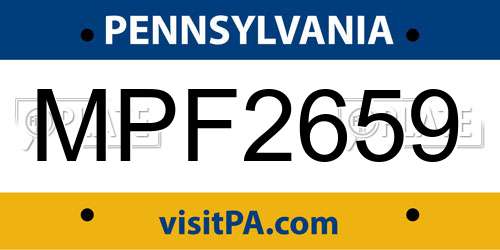 MPF2659 Pennsylvania License Plate