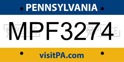MPF3274 Pennsylvania License Plate