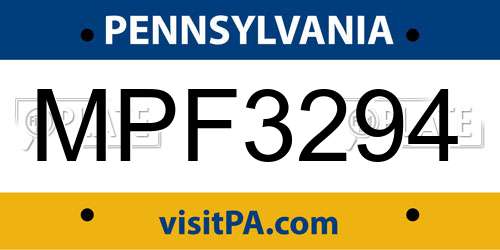 MPF3294 Pennsylvania License Plate