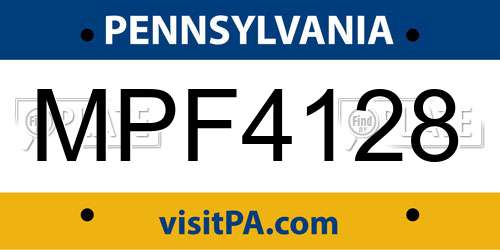 MPF4128 Pennsylvania License Plate