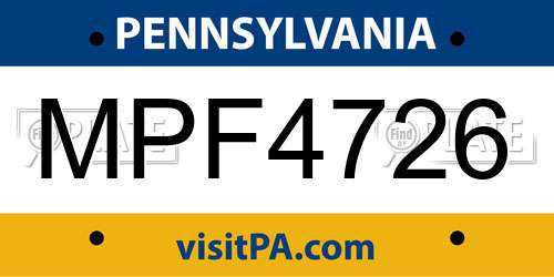 MPF4726 Pennsylvania License Plate