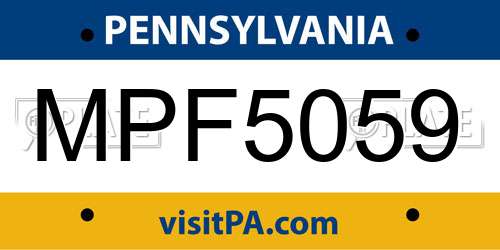 MPF5059 Pennsylvania License Plate