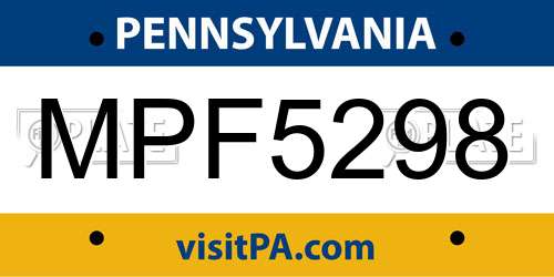 MPF5298 Pennsylvania License Plate