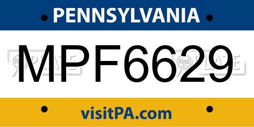 MPF6629 Pennsylvania License Plate