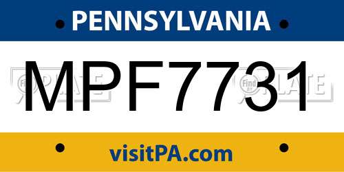 MPF7731 Pennsylvania License Plate