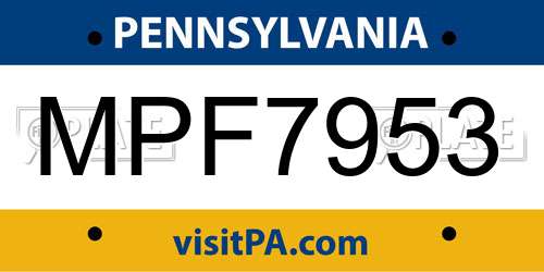 MPF7953 Pennsylvania License Plate