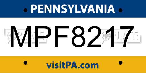 MPF8217 Pennsylvania License Plate