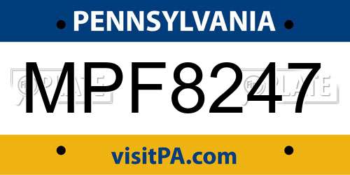 MPF8247 Pennsylvania License Plate