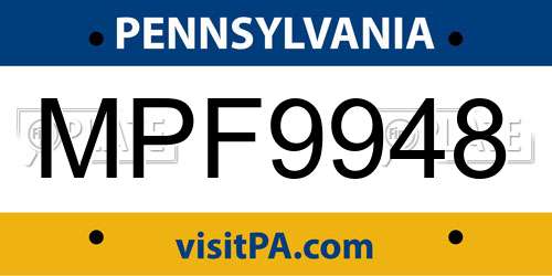 MPF9948 Pennsylvania License Plate