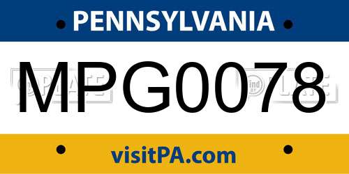 MPG0078 Pennsylvania License Plate