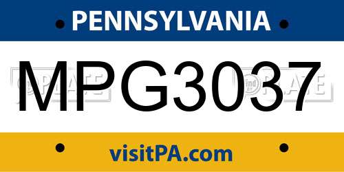 MPG3037 Pennsylvania License Plate