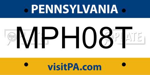 MPH08T Pennsylvania License Plate