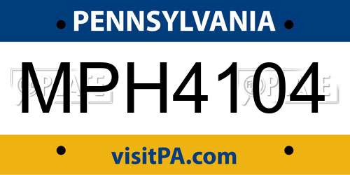MPH4104 Pennsylvania License Plate