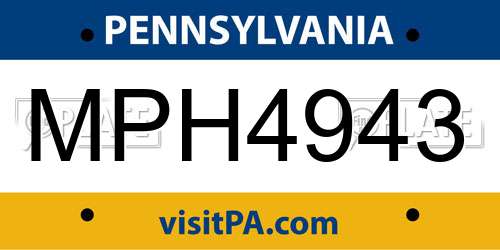 MPH4943 Pennsylvania License Plate