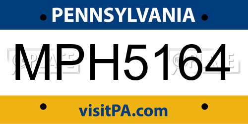 MPH5164 Pennsylvania License Plate