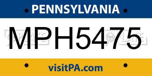 MPH5475 Pennsylvania License Plate