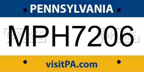 MPH7206 Pennsylvania License Plate