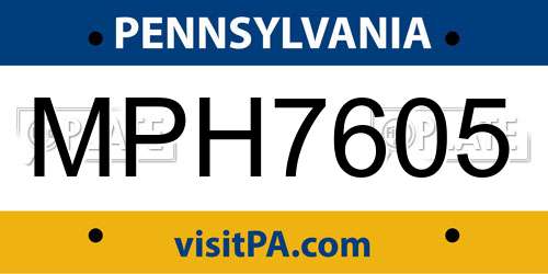 MPH7605 Pennsylvania License Plate