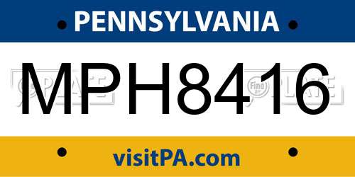 MPH8416 Pennsylvania License Plate