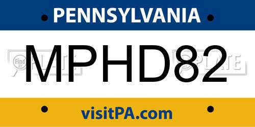 MPHD82 Pennsylvania License Plate