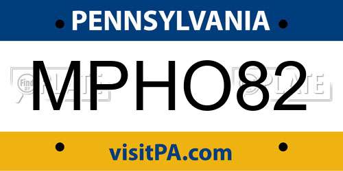 MPHO82 Pennsylvania License Plate