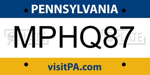 MPHQ87 Pennsylvania License Plate