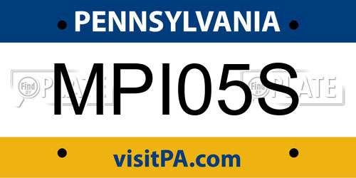MPI05S Pennsylvania License Plate