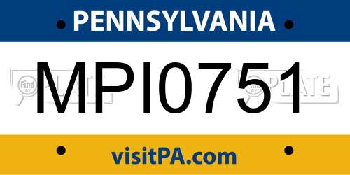 MPI0751 Pennsylvania License Plate