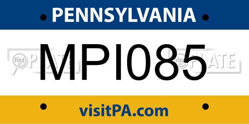 MPI085 Pennsylvania License Plate