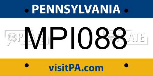 MPI088 Pennsylvania License Plate