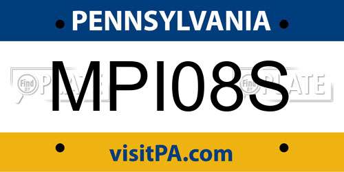 MPI08S Pennsylvania License Plate