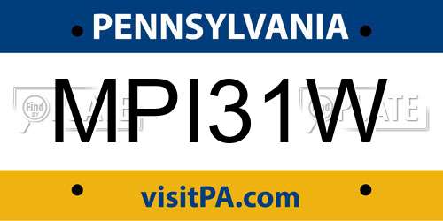 MPI31W Pennsylvania License Plate