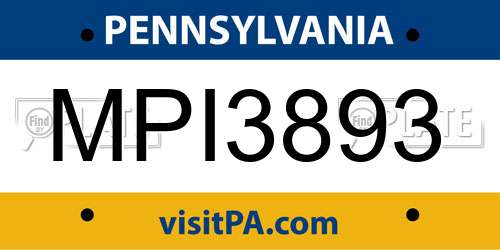 MPI3893 Pennsylvania License Plate