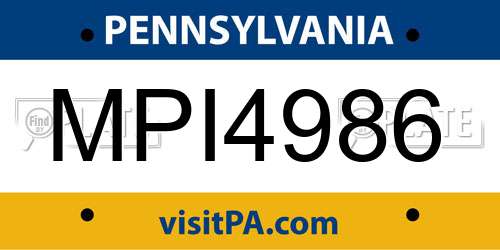 MPI4986 Pennsylvania License Plate