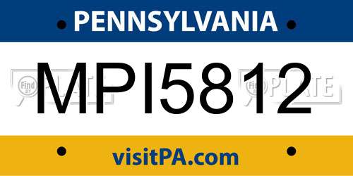 MPI5812 Pennsylvania License Plate