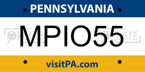 MPIO55 Pennsylvania License Plate