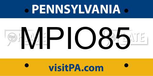 MPIO85 Pennsylvania License Plate