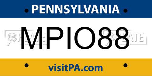 MPIO88 Pennsylvania License Plate