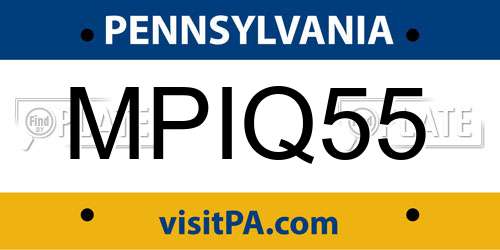 MPIQ55 Pennsylvania License Plate