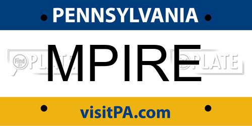 MPIRE Pennsylvania License Plate