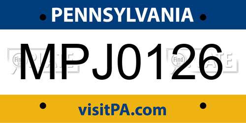 MPJ0126 Pennsylvania License Plate