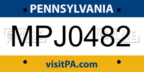 MPJ0482 Pennsylvania License Plate