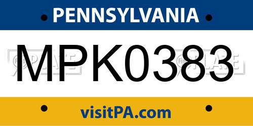 MPK0383 Pennsylvania License Plate