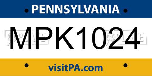 MPK1024 Pennsylvania License Plate