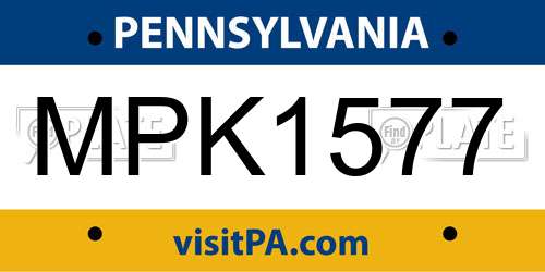 MPK1577 Pennsylvania License Plate