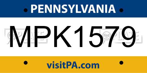 MPK1579 Pennsylvania License Plate