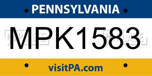 MPK1583 Pennsylvania License Plate