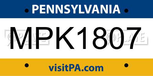 MPK1807 Pennsylvania License Plate