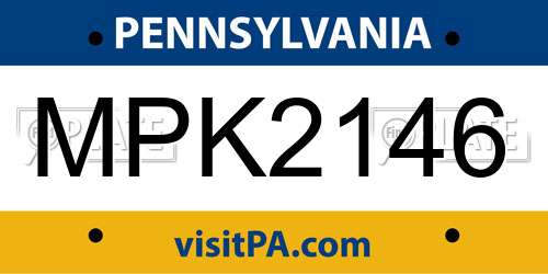 MPK2146 Pennsylvania License Plate