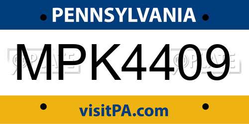 MPK4409 Pennsylvania License Plate